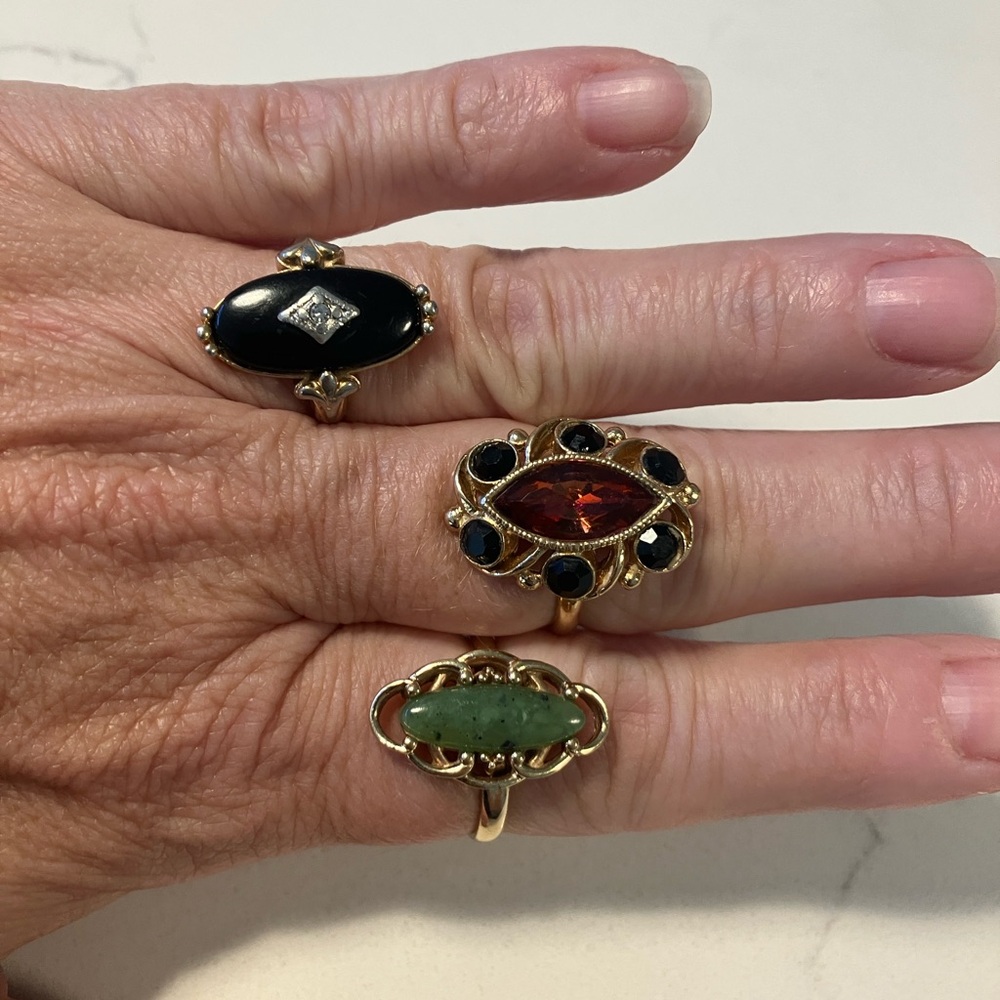 Three vintage rings. Sarah Coventry and Avon